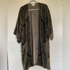 Johnny Was Jade green velvet silk blend kimono duster size Large